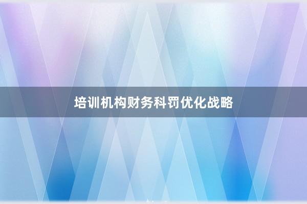培训机构财务科罚优化战略